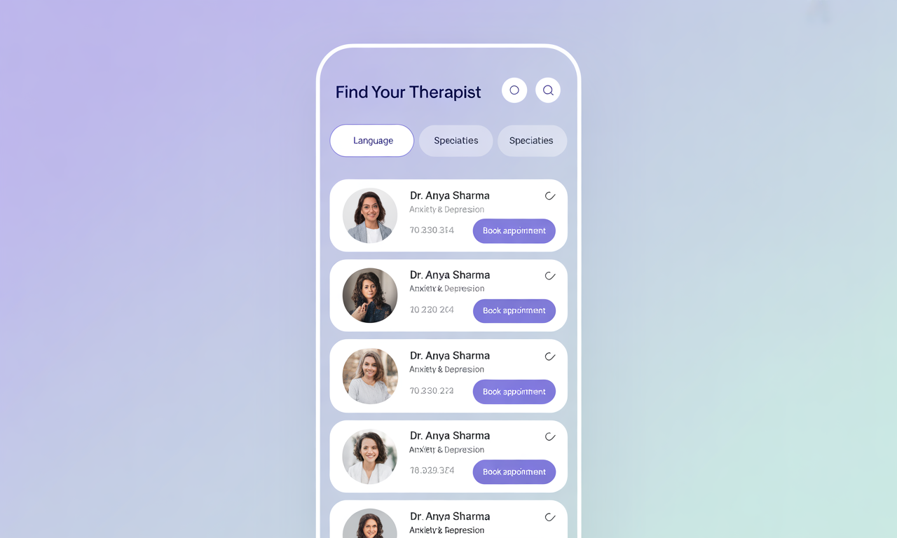 Search for therapists on a mobile phone