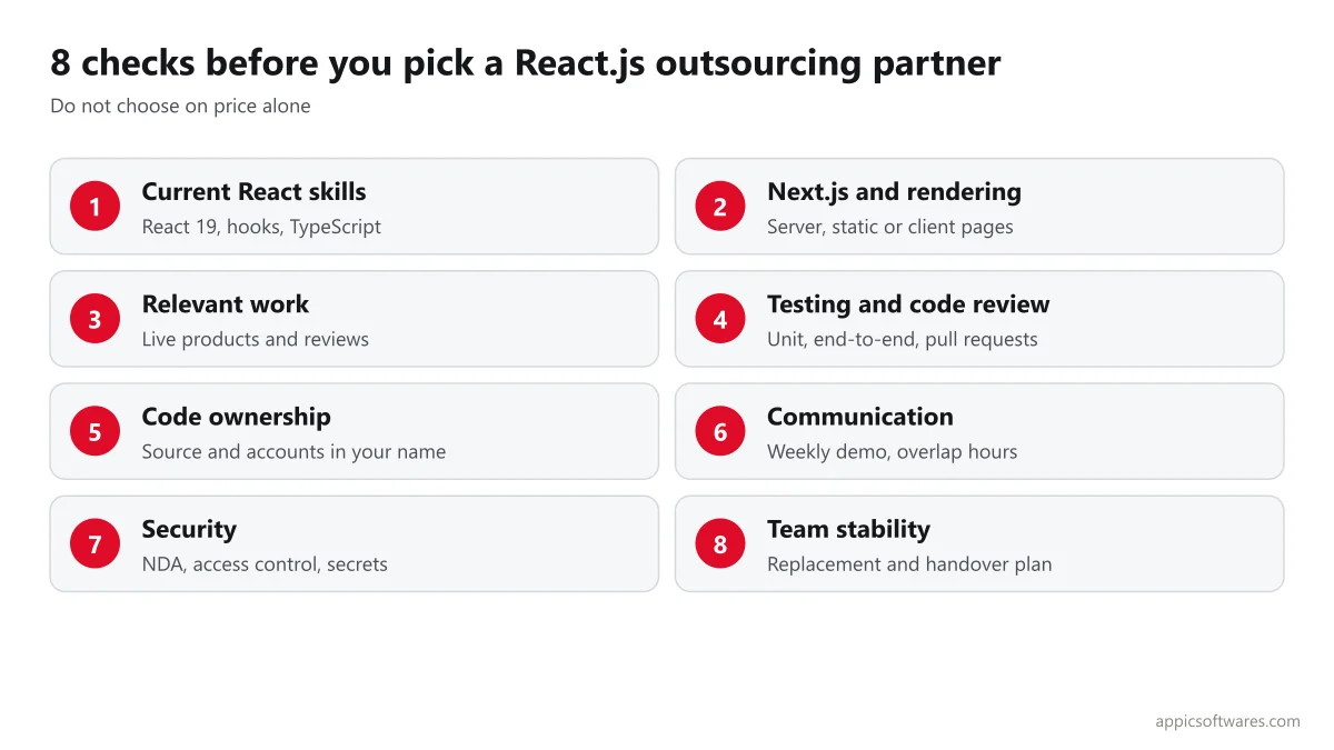 Checklist for choosing an outsourced React.js development company